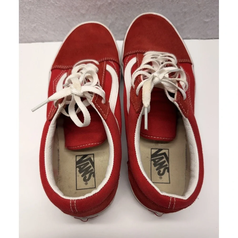 Vans Old Skool Red & White Athletic Skateboard Shoes Sneakers Mens Size 12